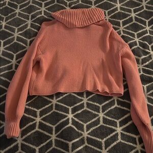 Wild Fable Ribbed Pink Turtleneck Sweater